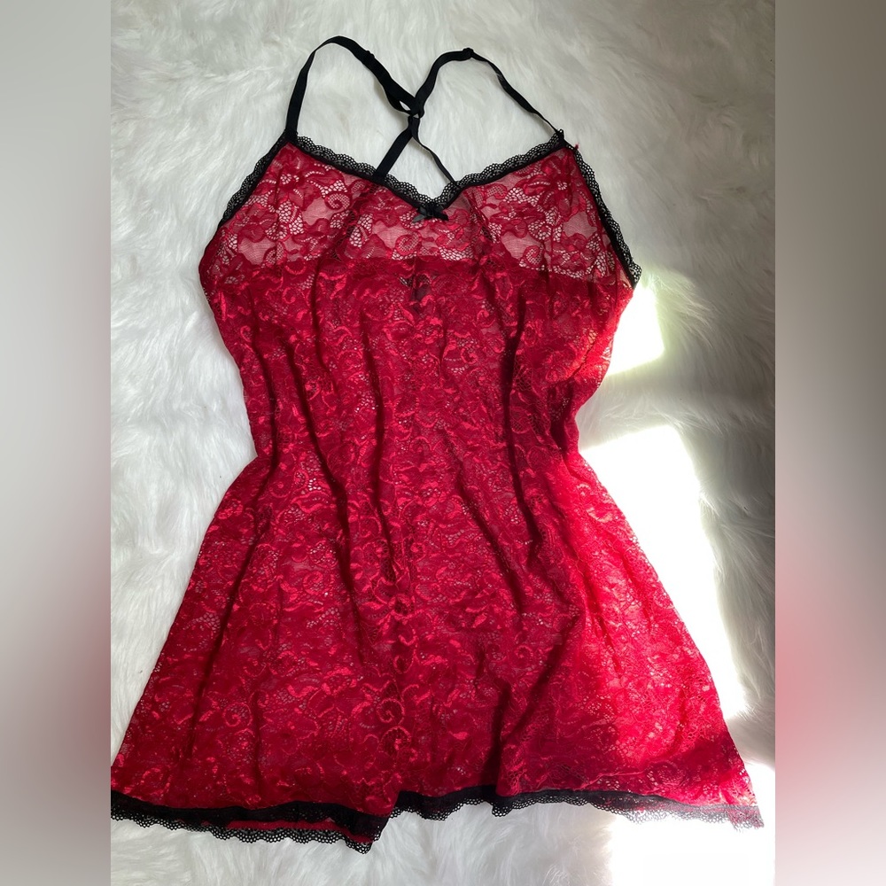 Ambrielle Red & Black Slip Dress